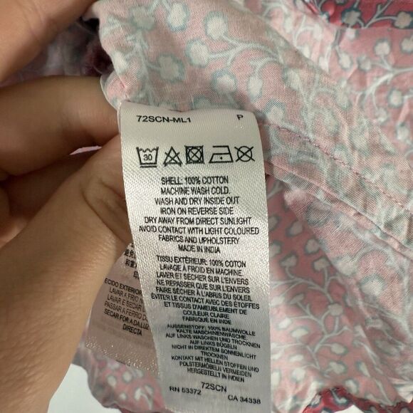 French Connection Blouse Women's 10 Pink Floral Smocked Square Neck Short Sleeve - Picture 6 of 9